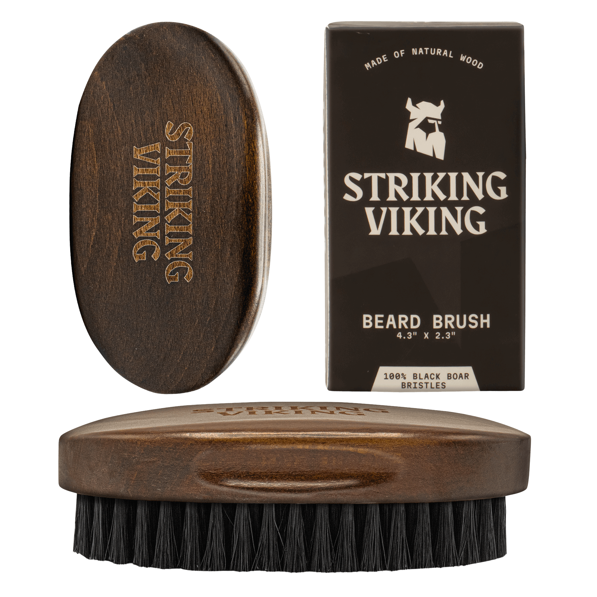 Beard Brush for Men - Natural Boar Bristle with Beech Wood Handle