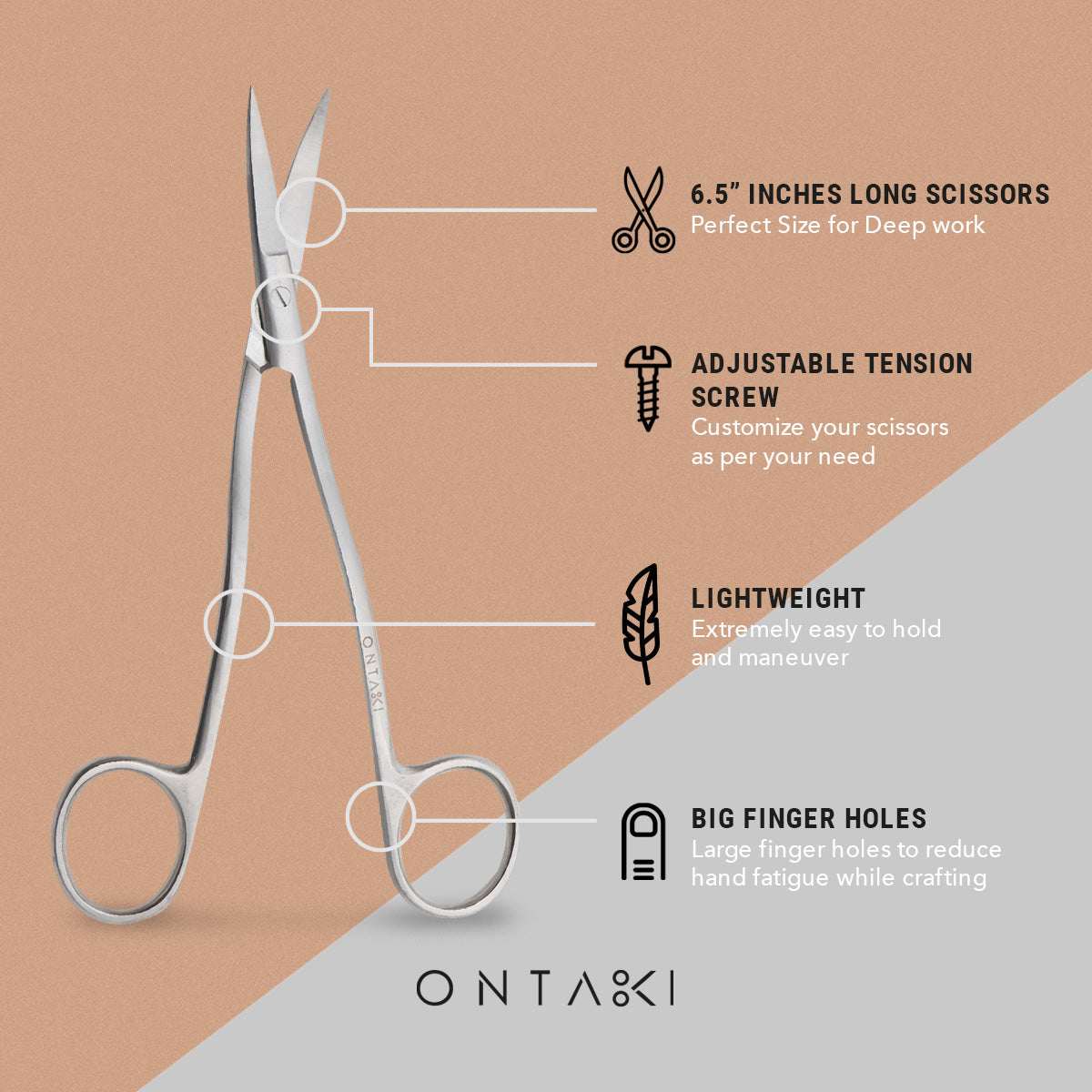 Curved Fabric Scissors with Dual Bent Precision Tip for Embroidery