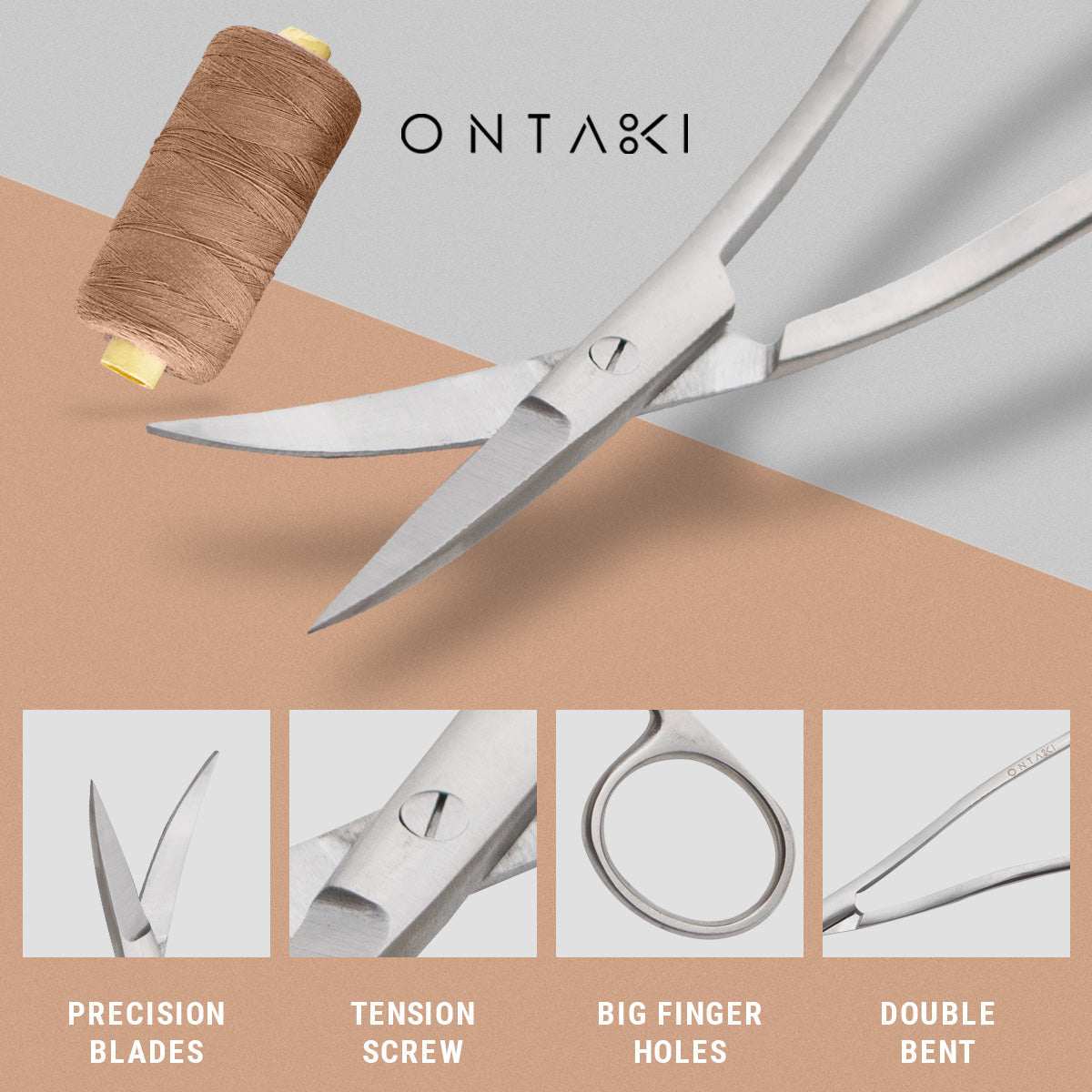 Curved Fabric Scissors with Dual Bent Precision Tip for Embroidery