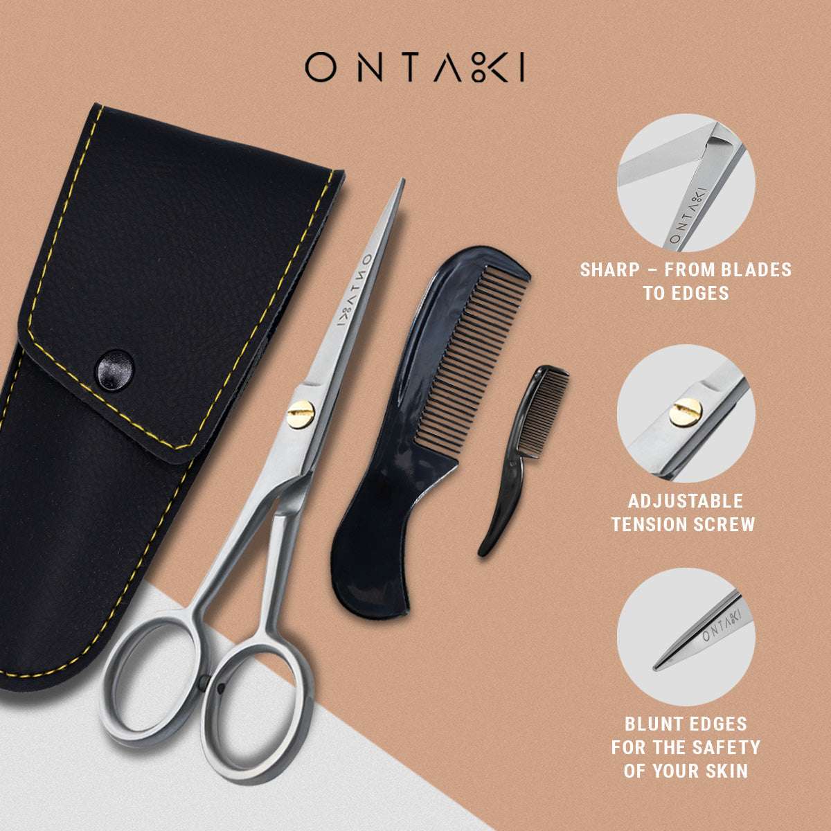 ONTAKI Ammattimaiset Saksan Teräksiset Parta- ja Viiksisakset (5")