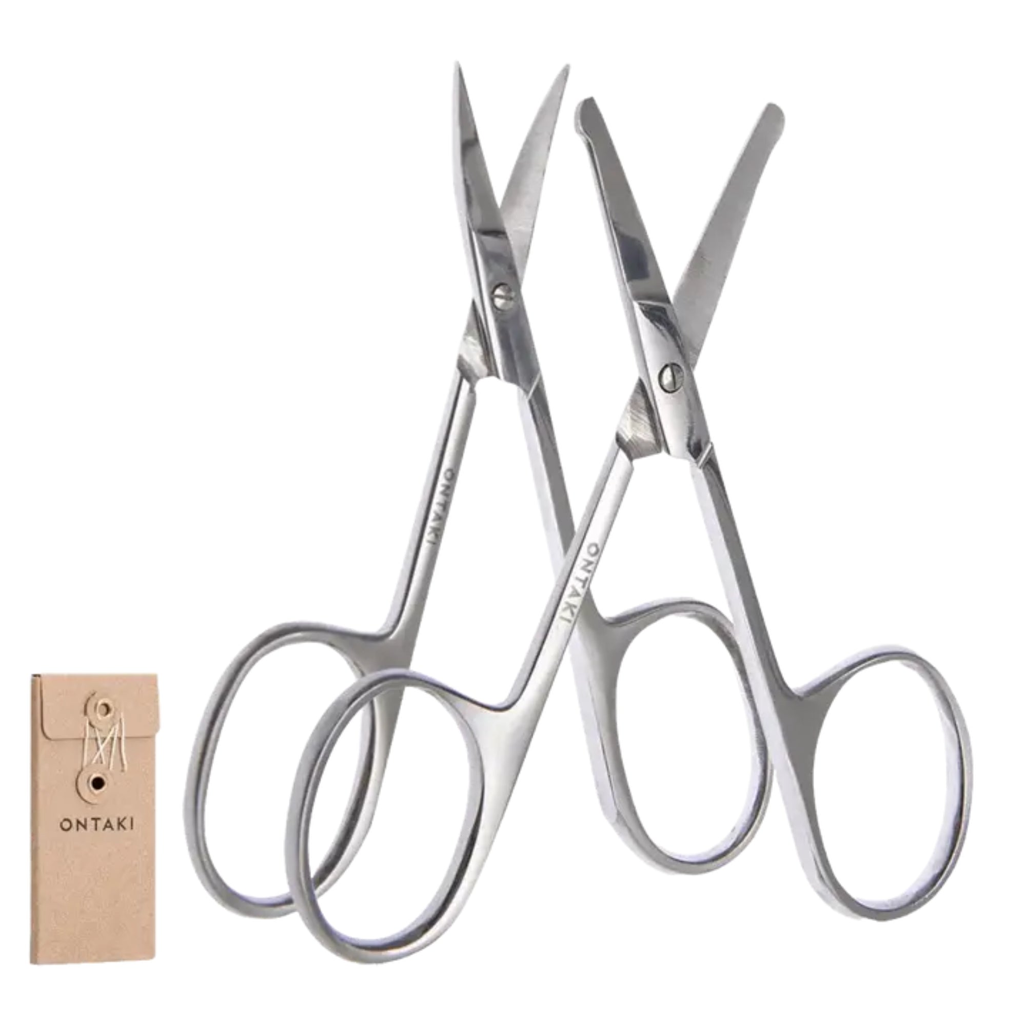 ONTAKI Facial Hair Grooming Scissors 2 Pack – Precision Beard, Nose & Mustache Trimming