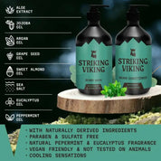Striking Viking Peppermint & Eucalyptus Beard Shampoo & Conditioner Set for Healthy Beard Care