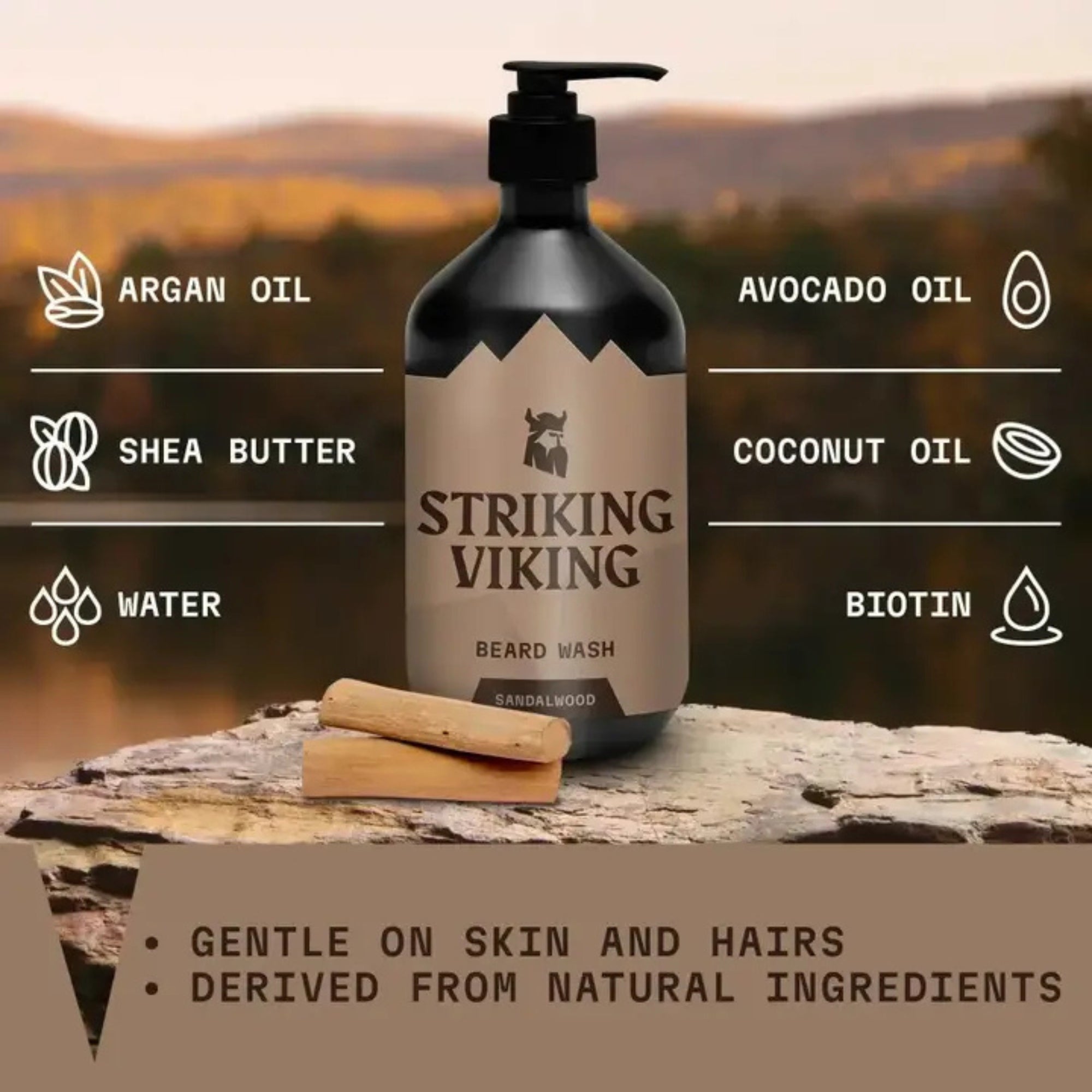 Striking Viking Sandalwood Beard Shampoo for Clean Healthy Soft Beard Care for Men