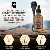 Striking Viking Sandalwood Beard Growth Kit with Biotin Oil & 0.25mm Derma Roller