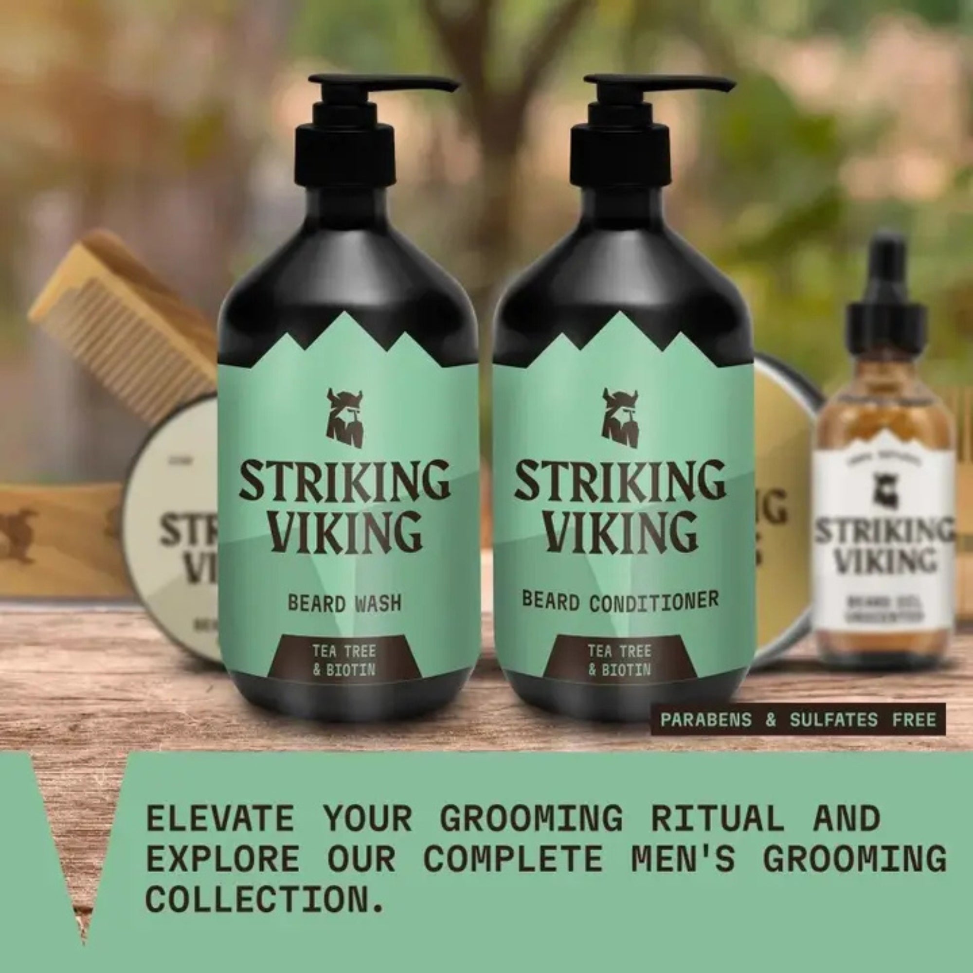 Skäggschampo & Balsam Set – Tea Tree & Biotin