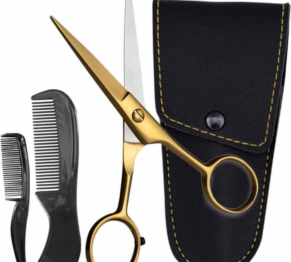 ONTAKI Professionella tyska stål skägg- & mustaschsaxar (5")