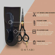 Premium Japanese Steel Beard & Hair Scissors – 5.0" Black