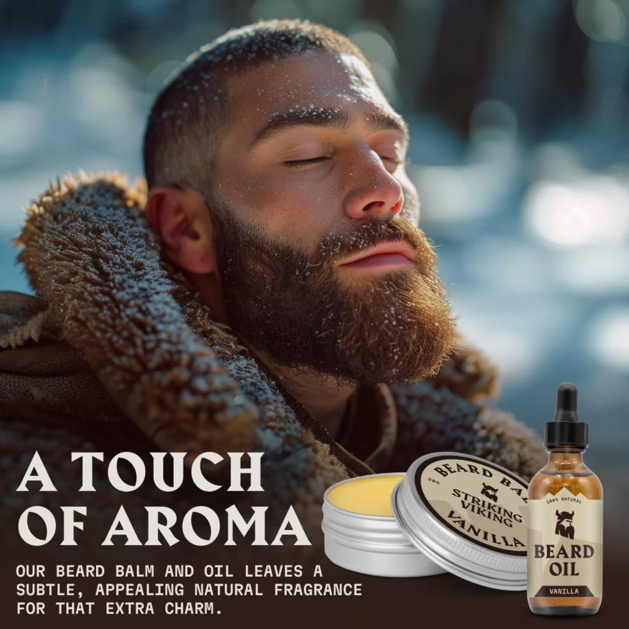 Striking Viking Vanilla Beard Oil & Balm Kit for Soft Healthy Beard Care for Men