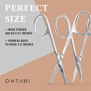 ONTAKI Facial Hair Grooming Scissors 2 Pack – Precision Beard, Nose & Mustache Trimming