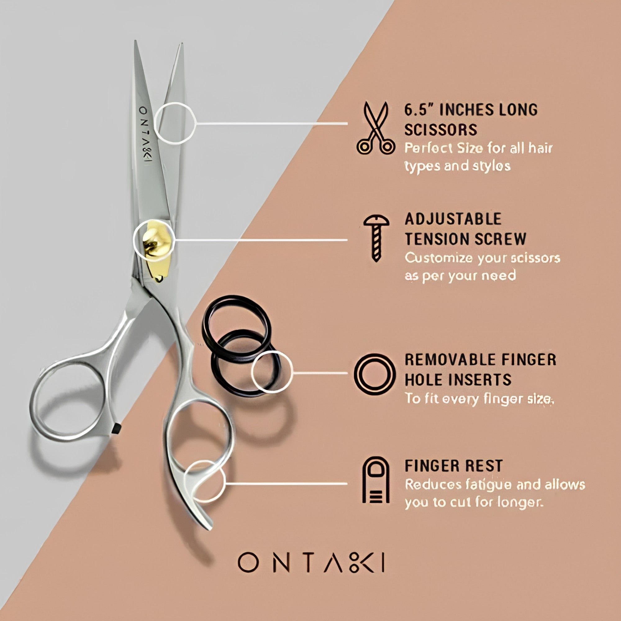 ONTAKI Ammattimainen saksisetti - Harvennus & Teksturointi (6.5")