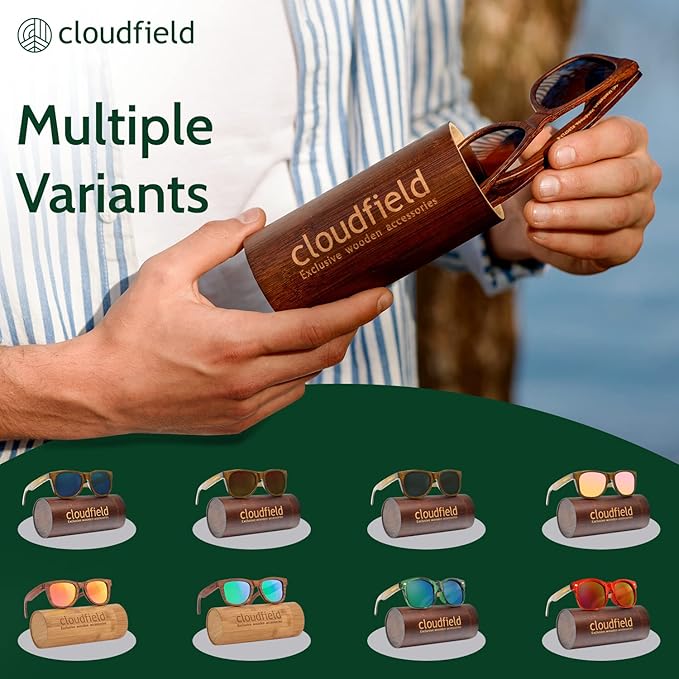 Cloudfield Unisex Polarized Wood Sunglasses - Oakwood