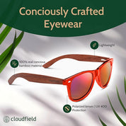 Cloudfield Unisex Polarized Wood Sunglasses - Red