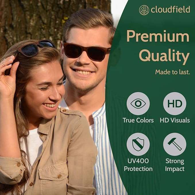 Cloudfield Unisex Polarized Wood Sunglasses - Blue Green