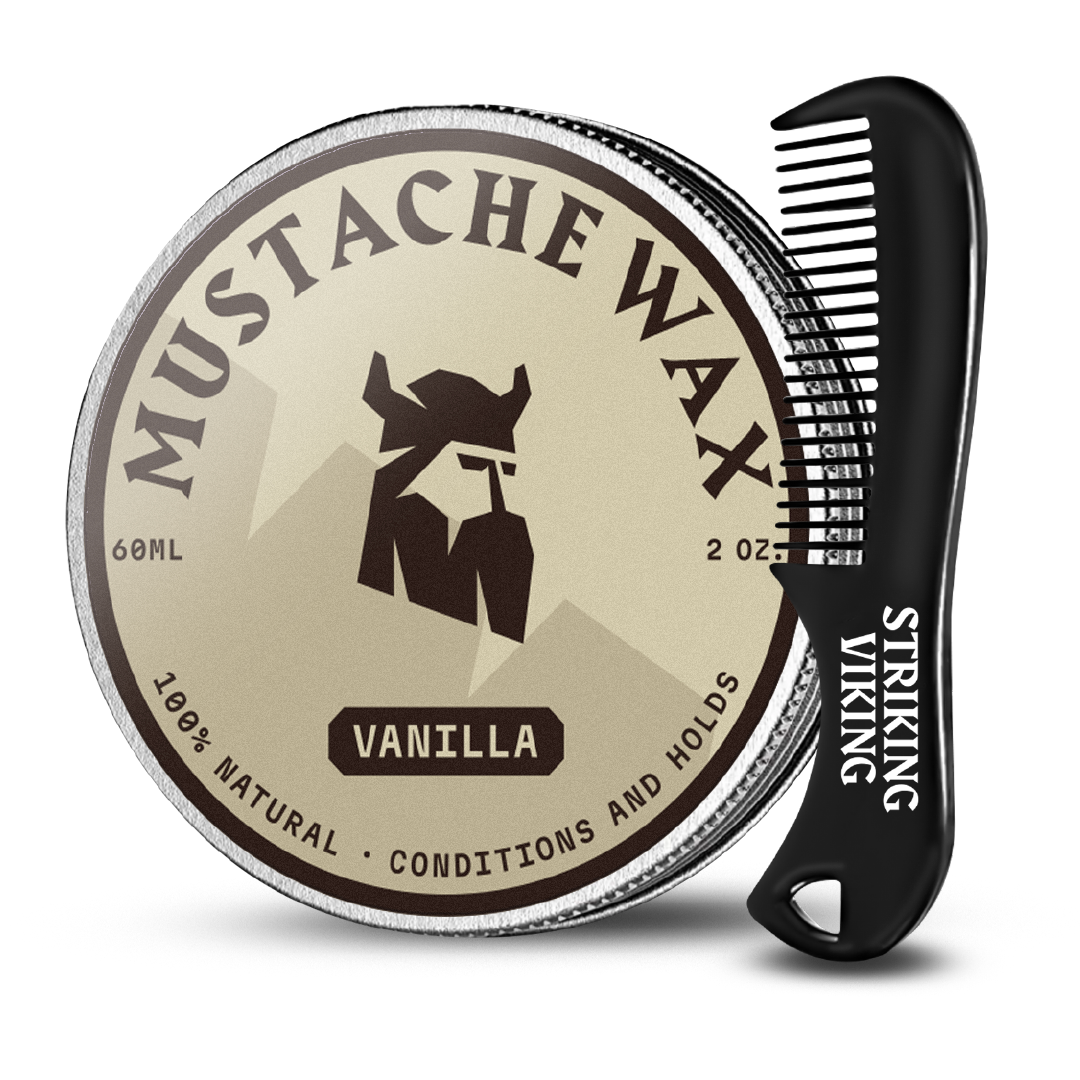 Mustache Wax and Comb Kit with Vanilla Scented Wax and Mini Comb.