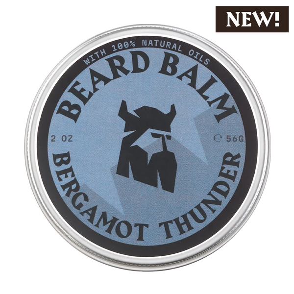 Beard Balm Bergamot Thunder tin with natural oils, 2 oz, moisturizing and styling balm for beard care