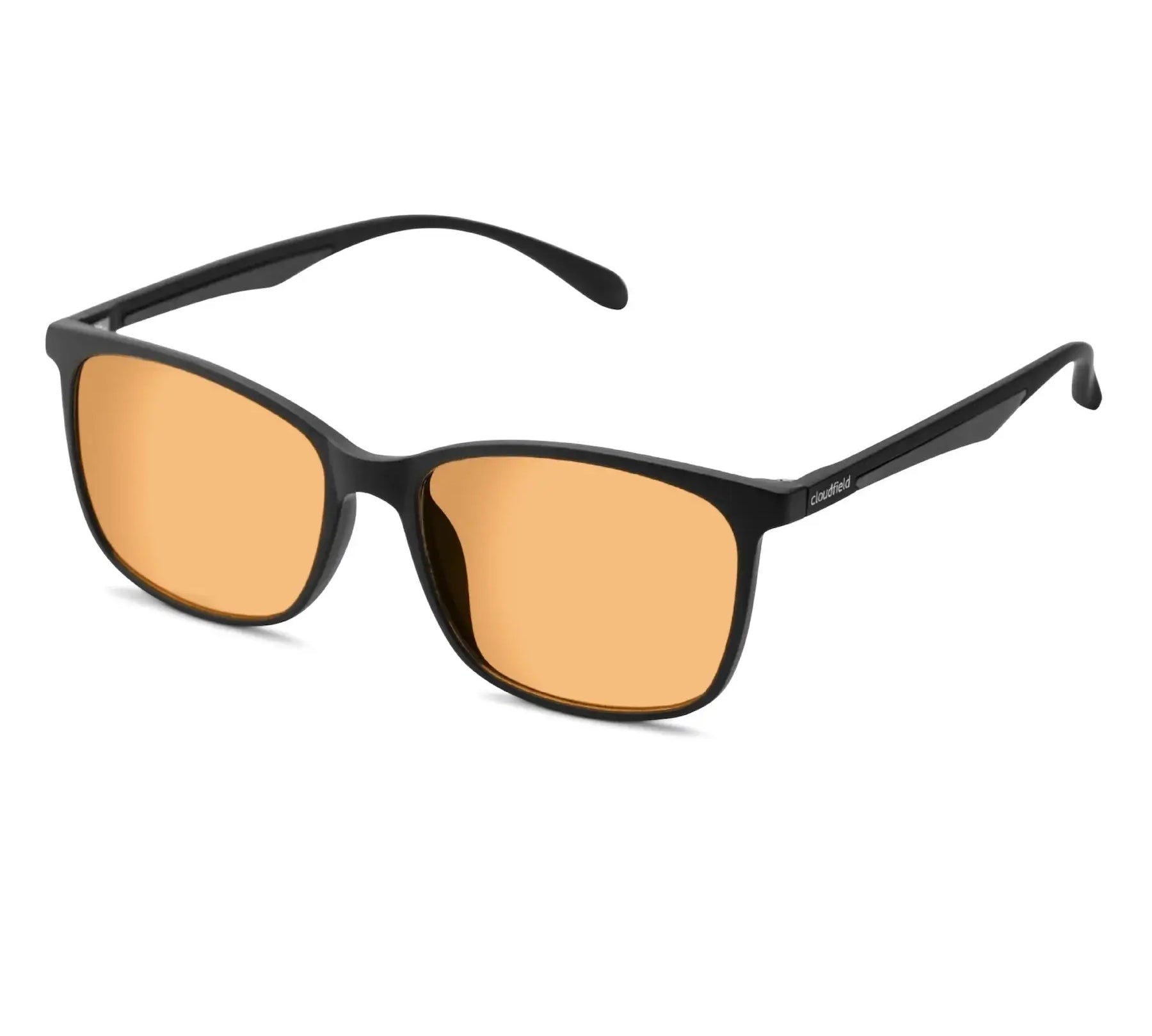 Cloudfield Blue Light Screen Protection Glasses with amber tinted lenses and polycarbonate frames reducing eye strain and improving sleep quality