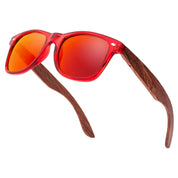 Cloudfield Unisex Polarized red bamboo sunglasses with UV protection and wooden case