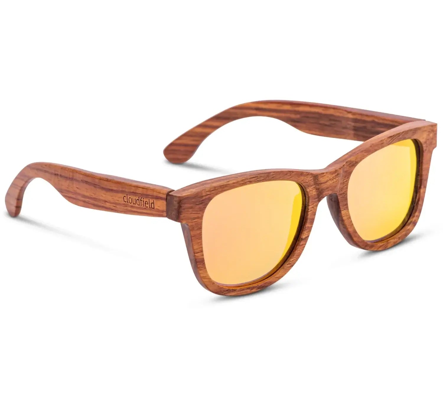 Cloudfield unisex polarized wood sunglasses with kosso orange bamboo frames and 100% UV protection