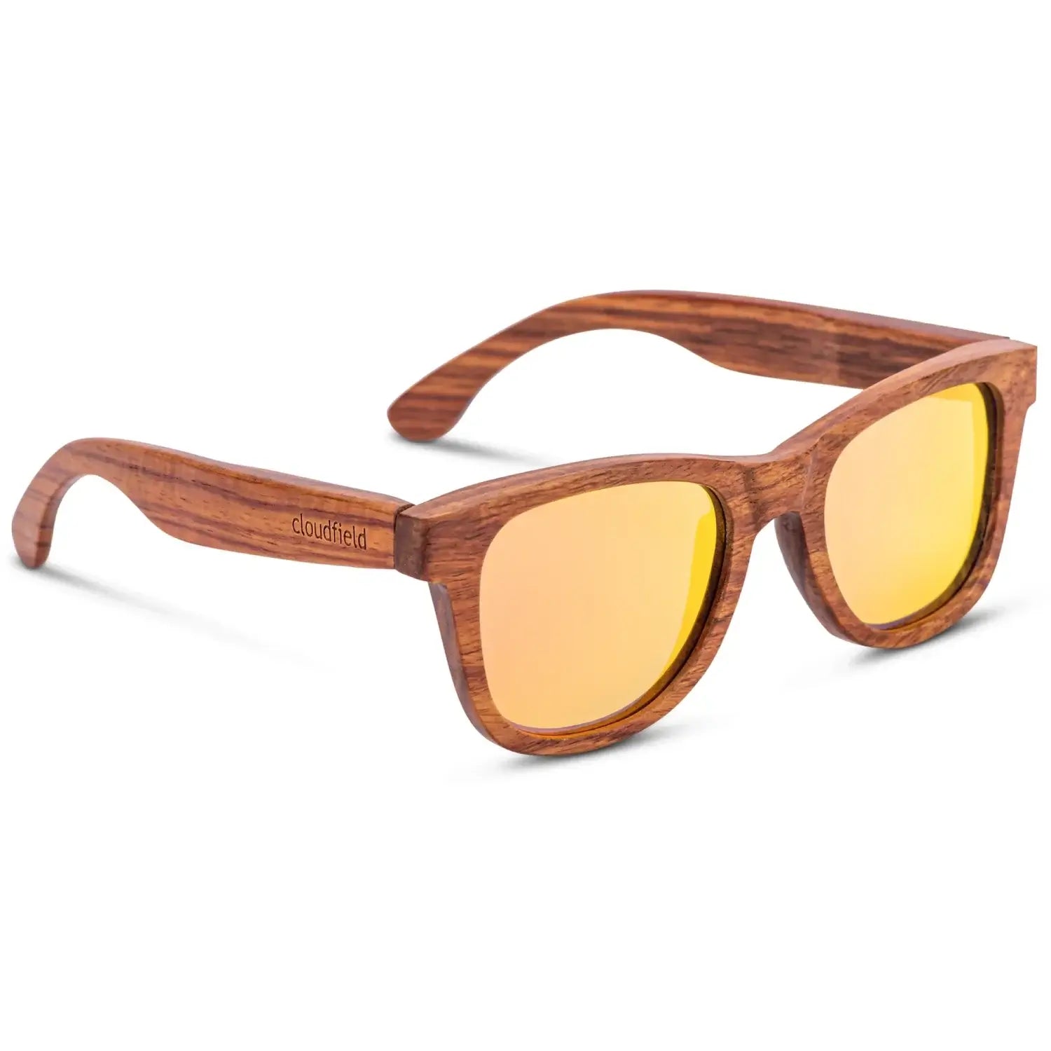 Cloudfield unisex polarized wood sunglasses with kosso orange bamboo frames and 100% UV protection
