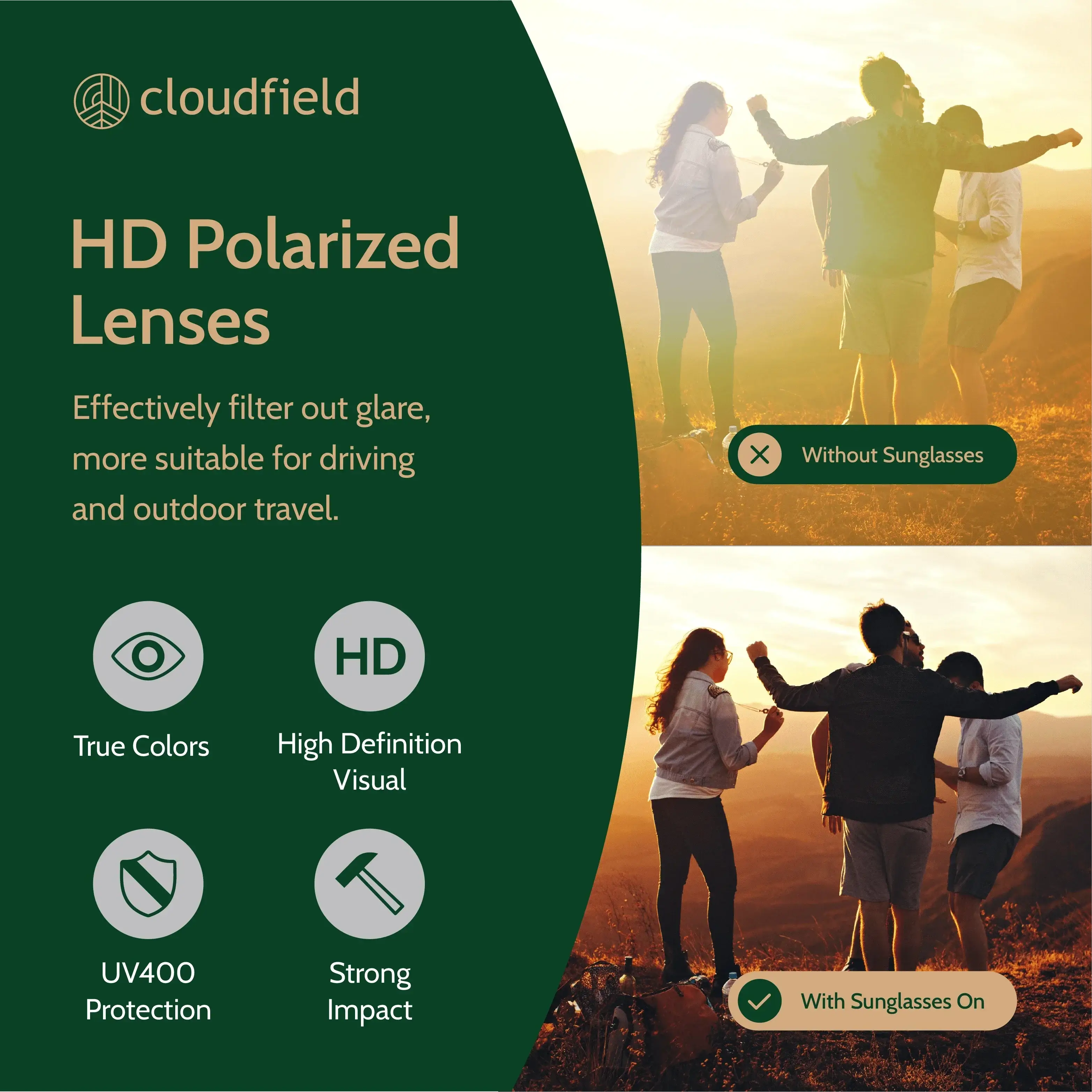 Cloudfield orange sunglasses polarized