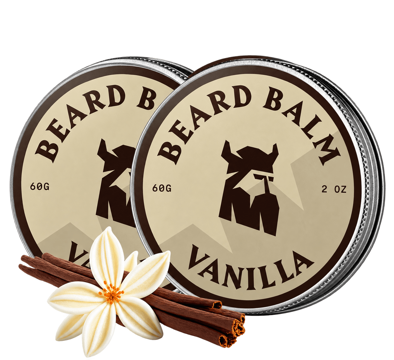 Baume à barbe à la vanille Striking Viking, lot de 2, aux ingrédients naturels et biologiques pour le coiffage de la barbe