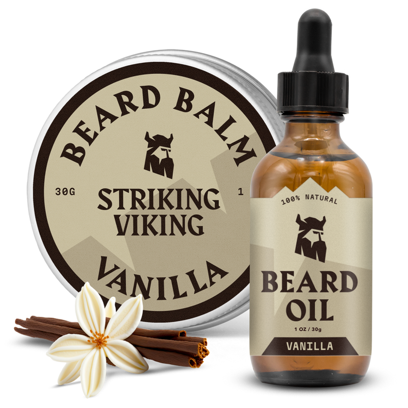 Striking Viking Vanilla Beard Oil & Balm Kit for Soft Healthy Beard Care for Men