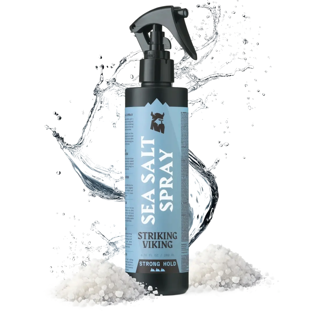 Sea Salt Spray for men by Striking Viking in Ocean Blue with strong hold, natural volume, texture, and refreshing sea breeze scent