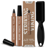 Beard filler pen 2 pack with brush, 4-tip applicator,light brown color.