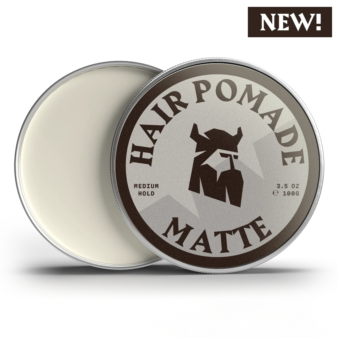 Hair Pomade matte finish with linen scent in a round tin for medium or strong hold styling