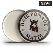 Hair Pomade matte finish with linen scent in a round tin for medium or strong hold styling