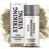 Striking Viking Hair Thickening Fibers for men, blonde shade, 100% natural, enhances hair volume and conceals thinning.
