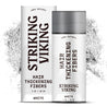 Striking Viking Hair Thickening Fibers in white packaging, designed for men to achieve fuller hair instantly.