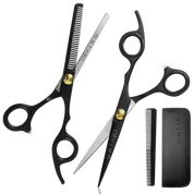 ONTIAKI Hair Thinning Shears Kit with scissors, razor comb, and styling combs for precise haircuts and texturizing