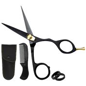 ONTAKI Japanese Steel Beard and Mustache Scissors grooming kit with comb and leather pouch