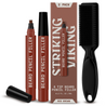 Beard filler pen 2 pack with brush, 4-tip applicator, red brown color.