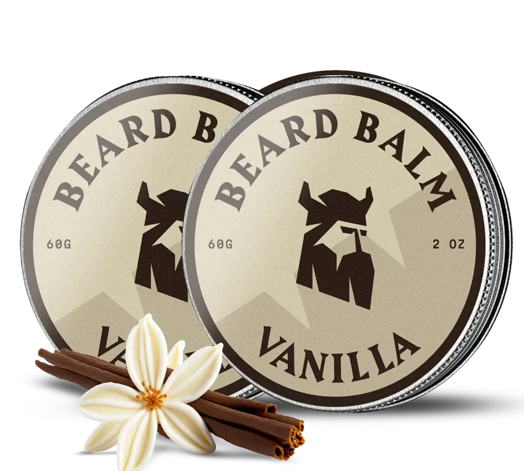 Vanilla Beard Balm 2 Pack with natural ingredients for shaping and nourishing beards.