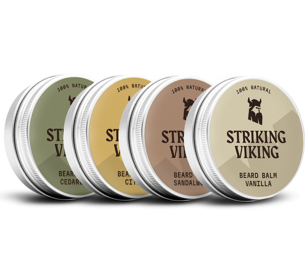 Beard Balm Variety 4 Pack Set with Citrus, Vanilla, Cedarwood, Sandalwood Scents.