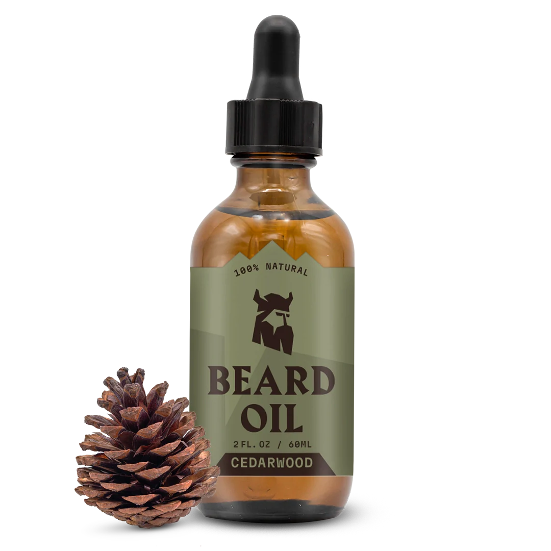 Beard Oil (Cedarwood) for softening and moisturizing beard with natural ingredients, 2-ounce dropper.