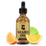 Beard Oil Citrus with natural ingredients and citrus scent, 2 oz dropper.