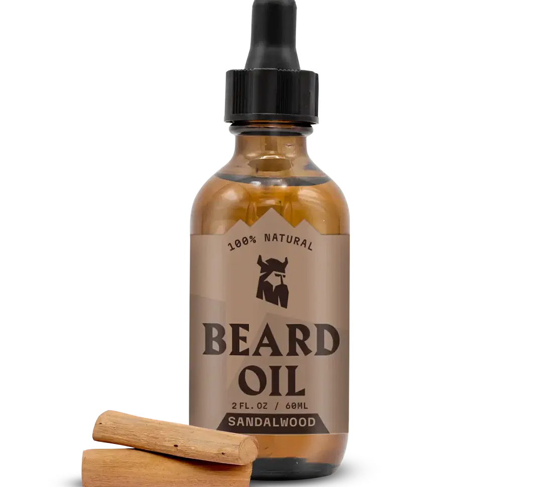 Beard Oil Sandalwood - 100% Natural, 2 oz dropper bottle.