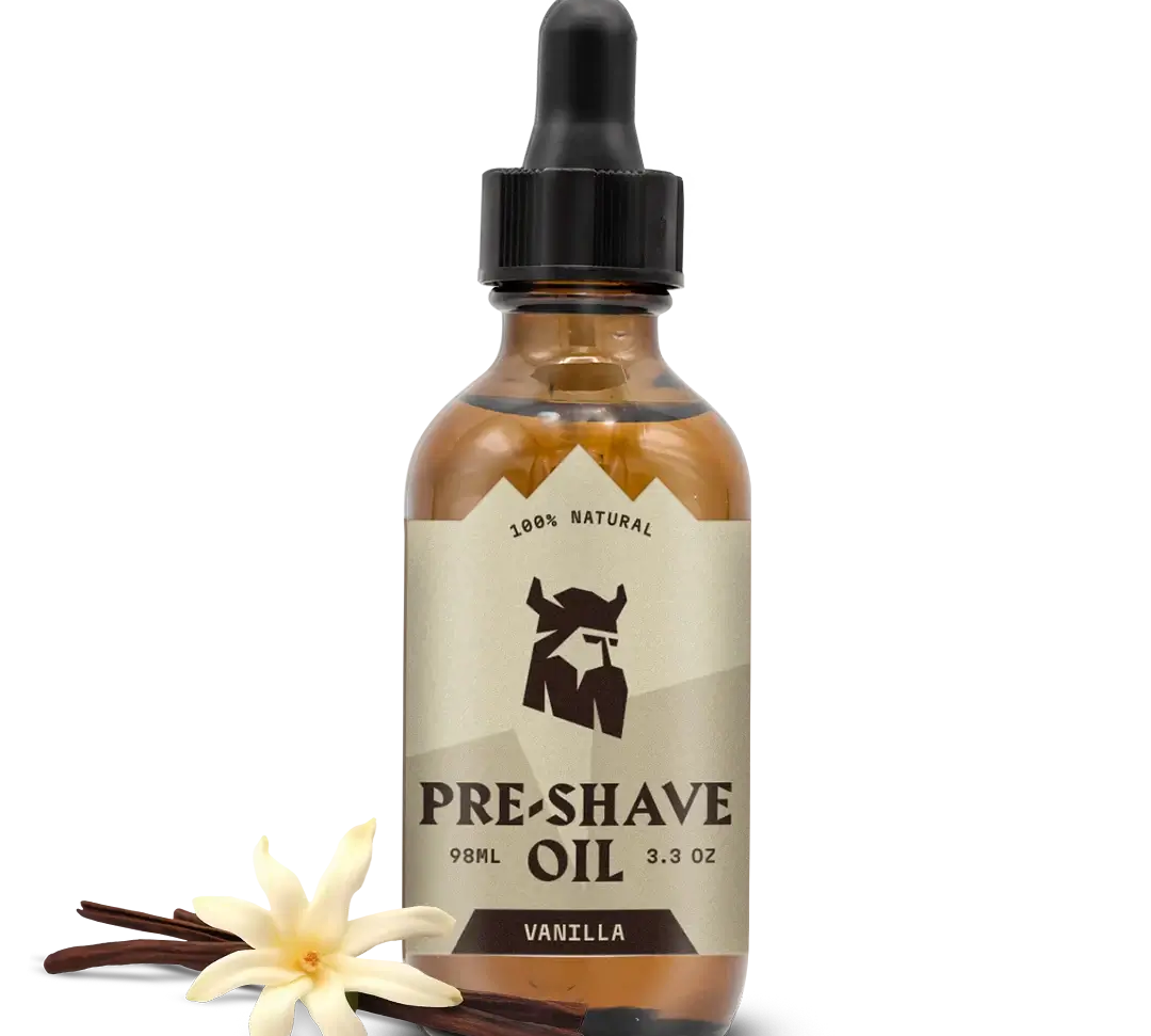 Vanilla-scented pre shave oil for men with moisturizing and protective formula.