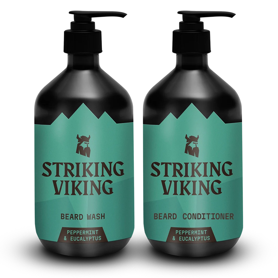 Beard Wash & Conditioner Set with Natural Peppermint & Eucalyptus for Healthy Beard Growth.