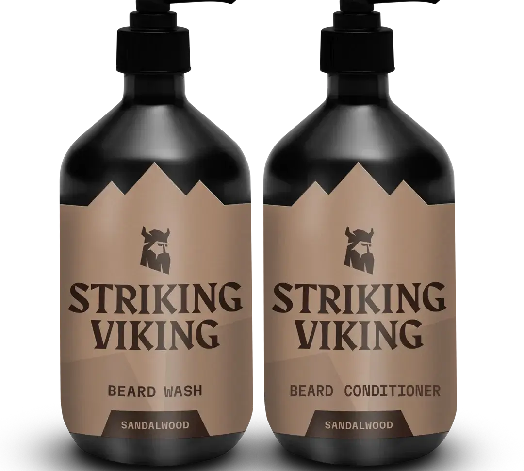 Beard Shampoo & Conditioner Set with Sandalwood fragrance by Striking Viking.