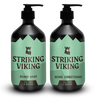Beard wash and conditioner set with tea tree and biotin by Striking Viking.