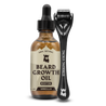 Beard Growth Kit with vanilla-scented oil and derma roller for thicker beard.