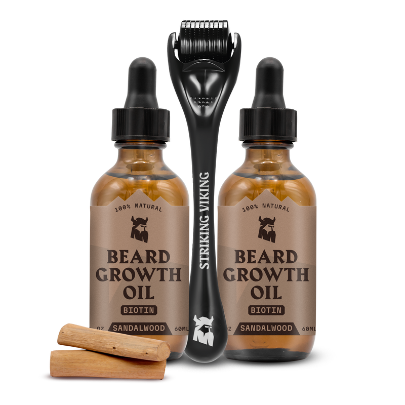 Pack Crecimiento de Barba Sándalo - Suero Activador de Folículos y Derma Roller de Titanio