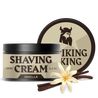 Vanilla scented shaving cream for men in a 5.3 oz tub with Striking Viking branding.