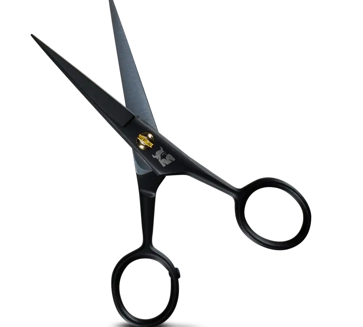 Black stainless steel beard and mustache scissors with sharp blades and ergonomic design for precise grooming