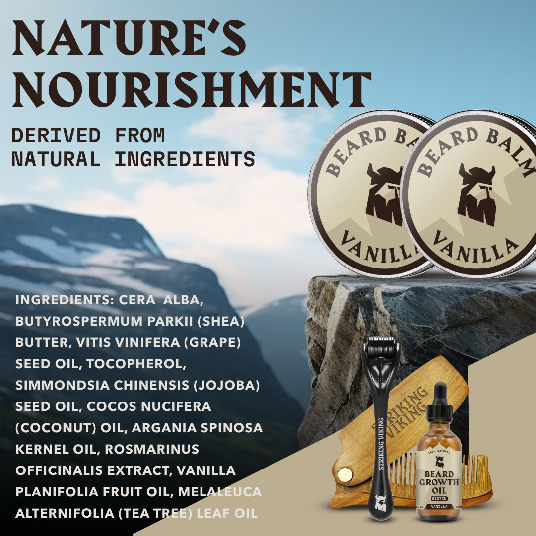 Vanilla Beard Balm 2 Pack with natural ingredients for shaping and moisturizing.