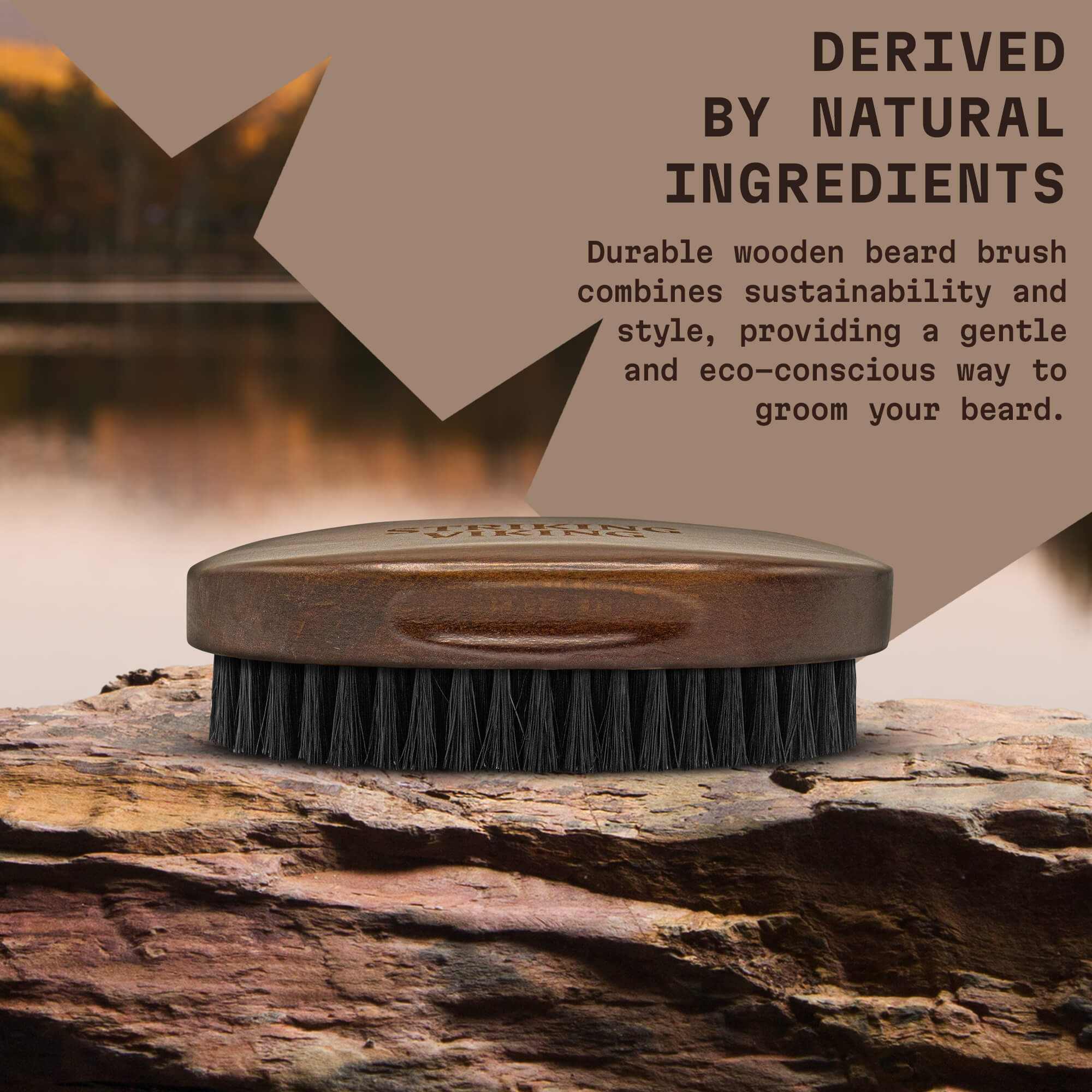 Beard Brush for Men - Natural Boar Bristle with Beech Wood Handle